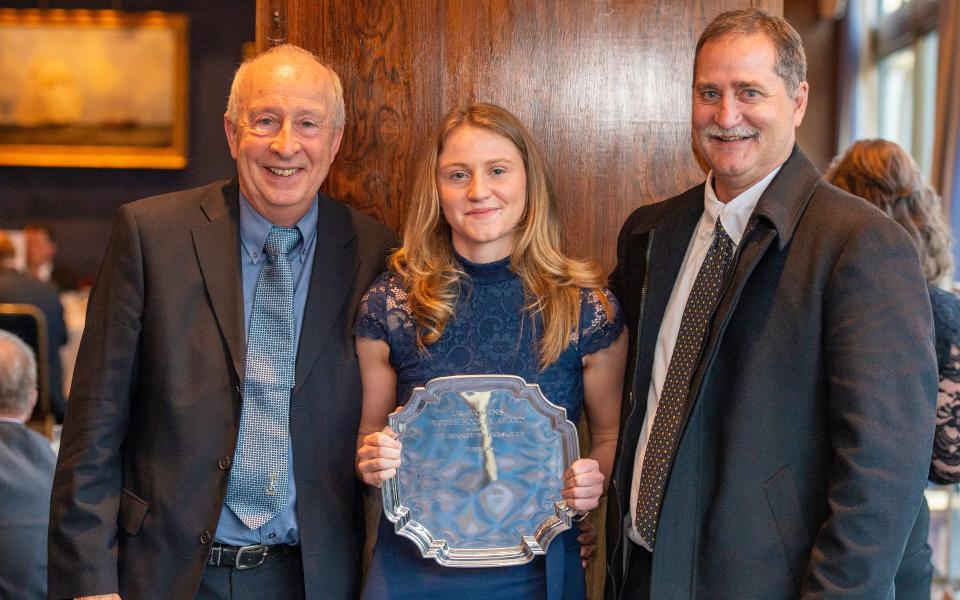 Award winner Raph Robeson with John Hurst, left, and Mark Hager, GB women's coach 