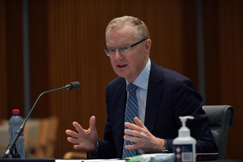 CANBERRA, AUSTRALIA - FEBRUARY 05: Reserve Bank Governor Philip Lowe at the Standing Committee on Economics at Parliament House on February 05, 2021 in Canberra, Australia. In an address to the National Press Club earlier this week, Reserve Bank of Australia governor Philip Lowe indicated being in favour of a permanent rise in the dole, declaring it an issue of fairness while revealing the economy could need record low interest rates until the middle of the decade. (Photo by Sam Mooy/Getty Images)