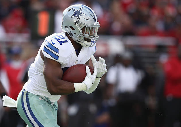 The NFL interviewed Ezekiel Elliott over domestic violence allegations, even though no charges were filed by prosecutors in the case. (Getty Images)