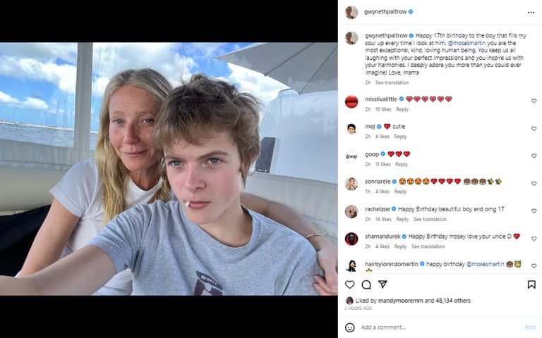 El emotivo posteo de Gwyneth Paltrow por el cumpleaños de su hijo menor