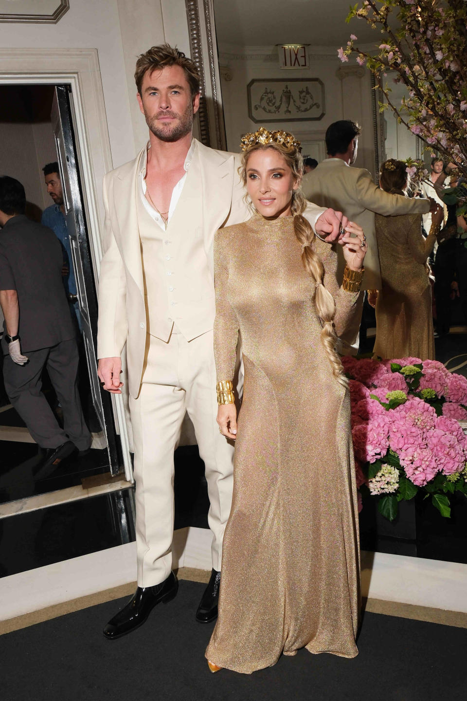 Chris Hemsworth and Elsa Pataky at The Carlyle Hotel before the 2024 Met Gala