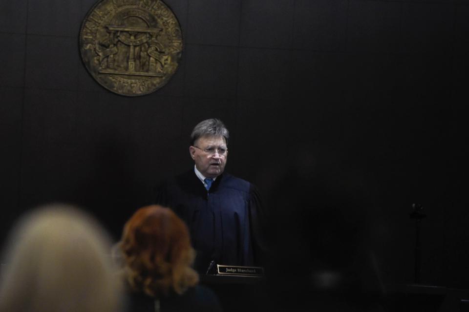 FILE - Judge James G. Blanchard listens to the hearing for Stay Social Tap and Table at the Columbia County Superior Court on Thursday, Nov. 10, 2022.