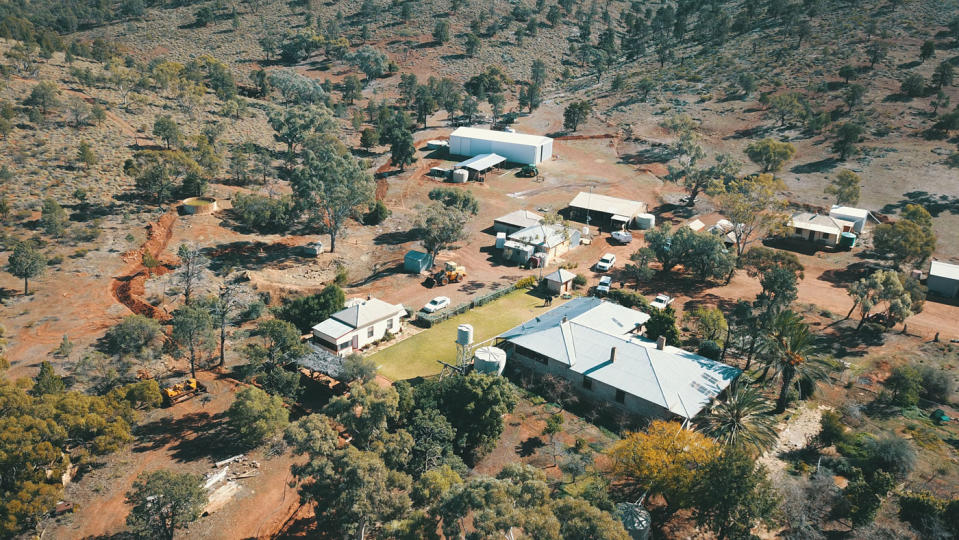 An aerial photo of Oulina Park Station where police are searching for the body of Tanja Ebert.. Source: SA Police