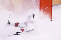 <p>Philippe Marquis of Canada crashes in the Freestyle Skiing Men’s Moguls Final on day three of the PyeongChang 2018 Winter Olympic Games at Phoenix Snow Park on February 12, 2018 in Pyeongchang-gun, South Korea. (Photo by Clive Rose/Getty Images) </p>