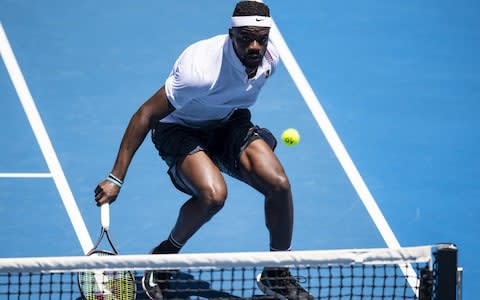 Frances Tiafoe of the United States hits a backhand to Grigor Dimitrov of Bulgaria during day seven of the 2019 Australian Open at Melbourne Park on January 20, 2019 in Melbourne, Australia - Credit: Getty Images&nbsp;