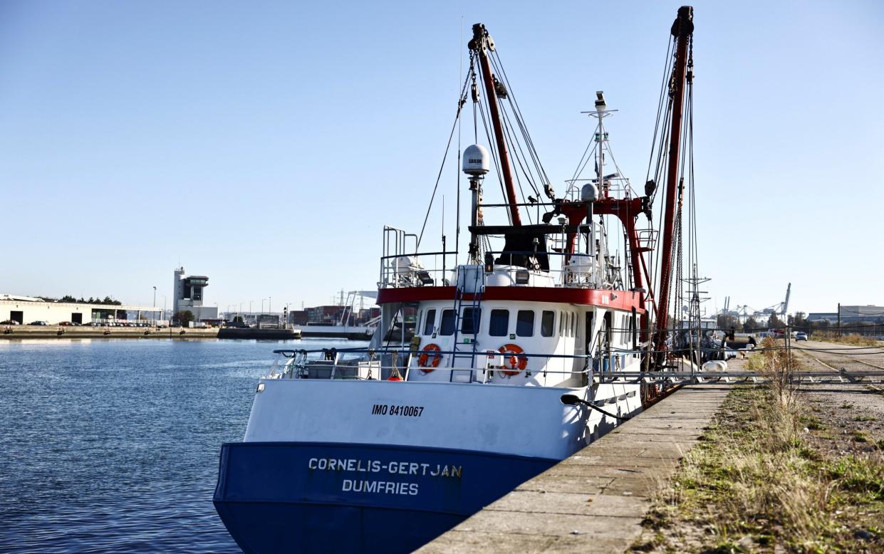 A British trawler Cornelis Gert Jan is seen moored in the port of Le Havre after it was seized by France - Sarah Meyssonnier/REUTERS