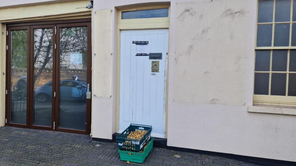 A side door to the York & Albany pub near Regent's Park, London.