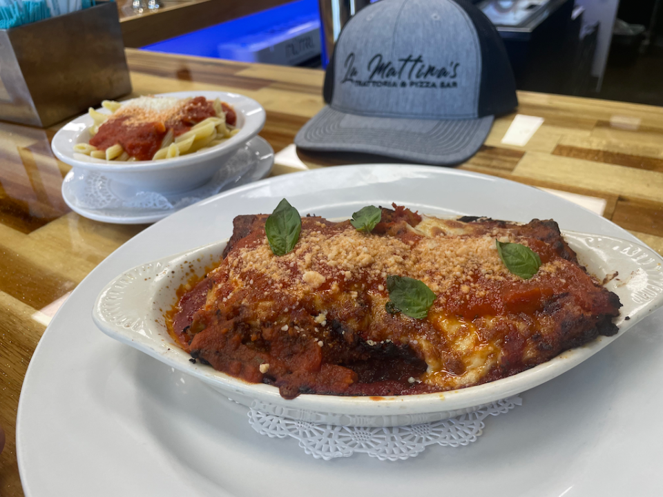 The menu at La Mattina's in Port St. Lucie features authentic Italian dishes and unique creations, including eggplant Parmesan.