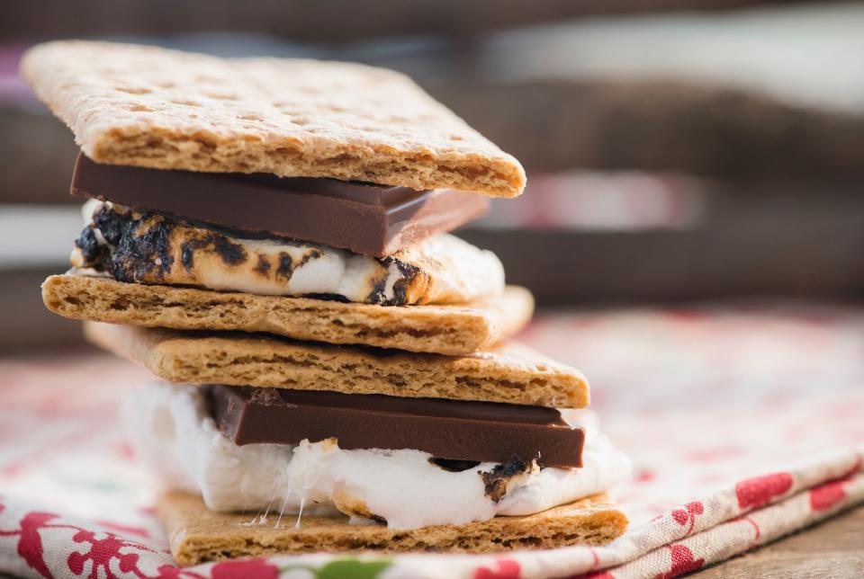 43) Roast marshmallows in the fireplace for homemade s'mores.