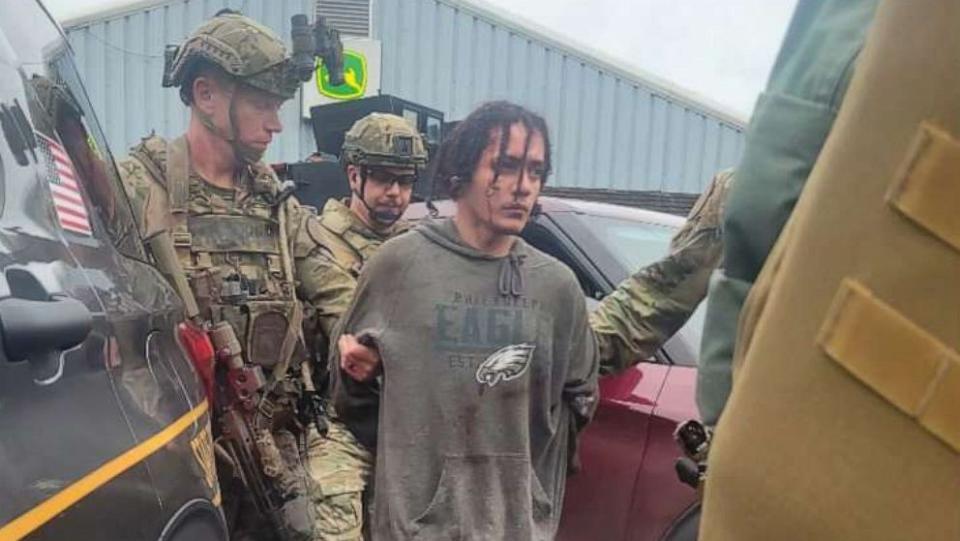 PHOTO: Danelo Cavalcante is seen apprehended in this photo by the Pennsylvania State Police, Sept. 13, 2023. (Pennsylvania State Police)