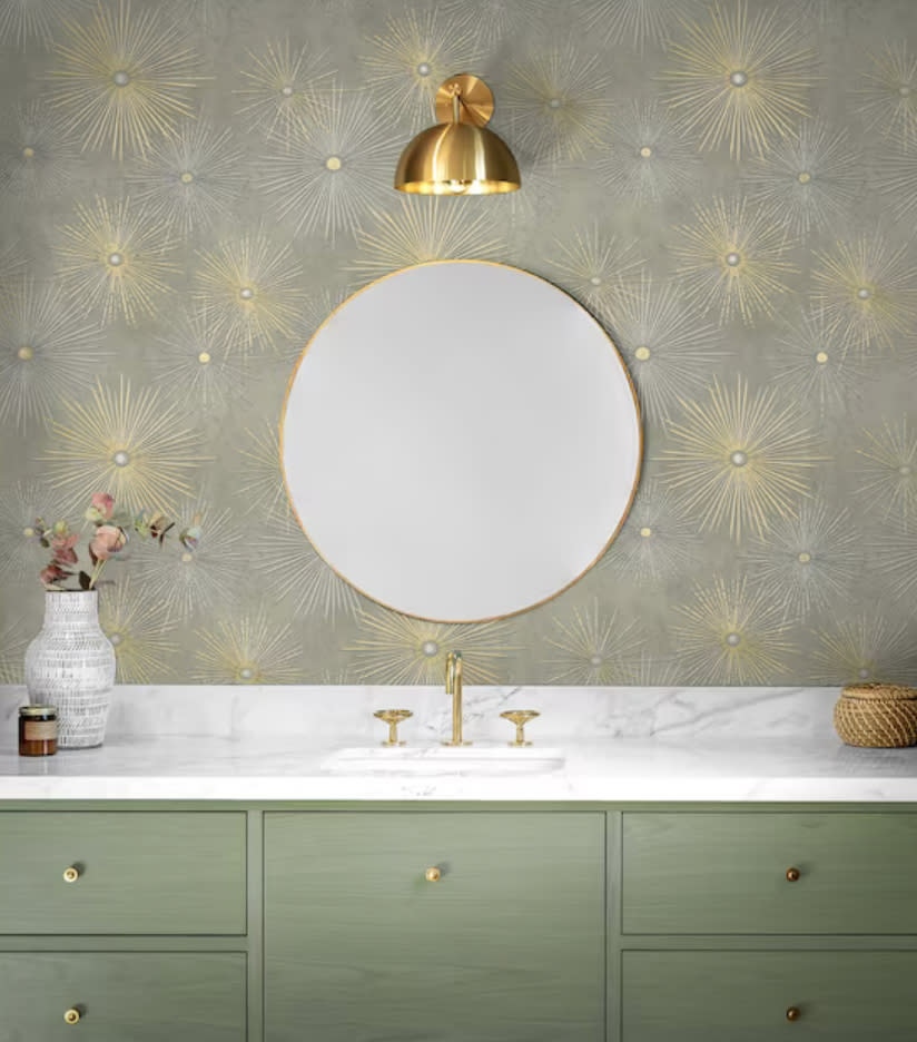 Gold and silver geometric peel and stick wallpaper