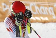 Alpine Skiing – Pyeongchang 2018 Winter Olympics – Women’s Giant Slalom – Yongpyong Alpine Centre - Pyeongchang, South Korea – February 15, 2018 - Mikaela Shiffrin of the U.S. reacts. REUTERS/Mike Segar