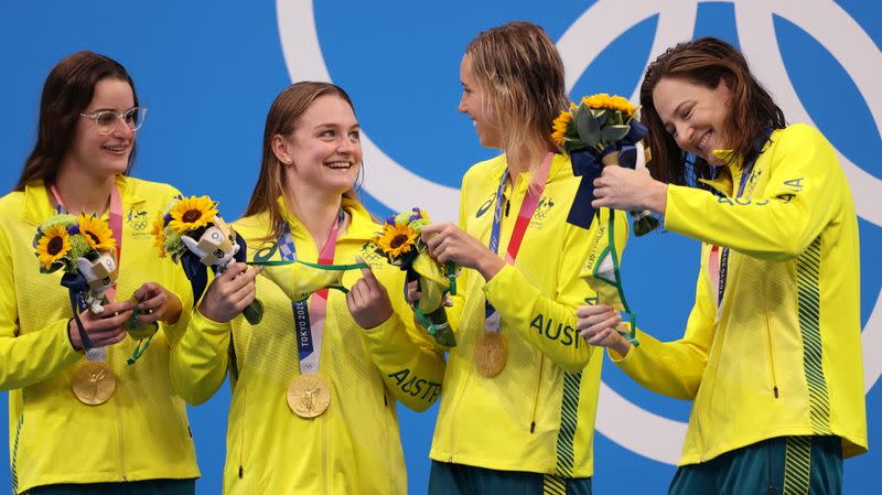 FILE PHOTO: Swimming - Women's 4 x 100m Medley Relay - Medal Ceremony