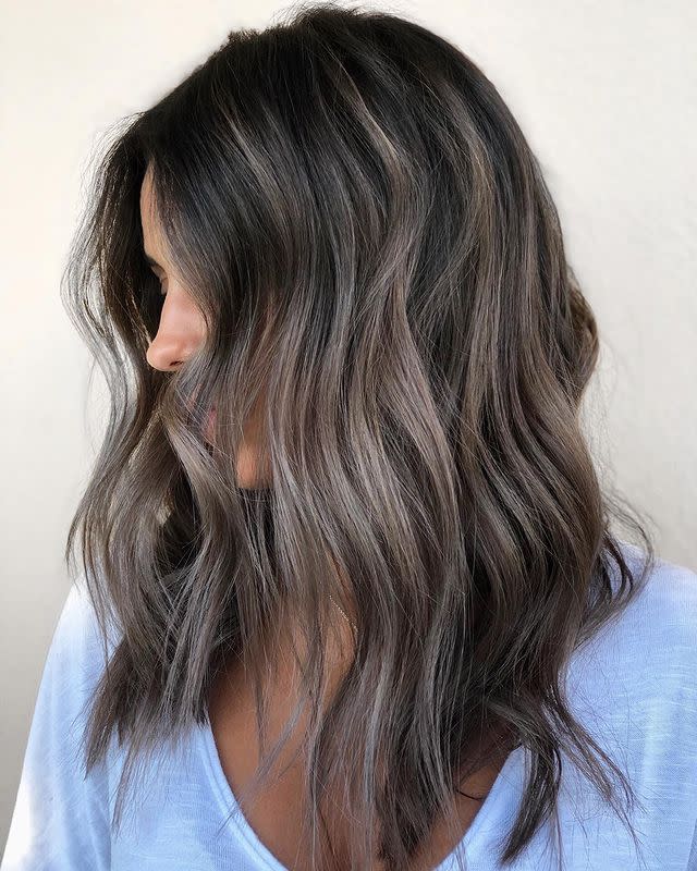 <p>Fact: <strong>Dark, brown-black roots are a great way to complement some of the lighter tones</strong> in your ash-brown <a href="https://www.cosmopolitan.com/style-beauty/g9916693/best-summer-hair-colors/" rel="nofollow noopener" target="_blank" data-ylk="slk:hair color.;elm:context_link;itc:0;sec:content-canvas" class="link ">hair color.</a> I love how the highlights are kinda piece-y in this look—it's such a pretty contrast. </p><p><a href="https://www.instagram.com/p/B1ocFBHJrdg/" rel="nofollow noopener" target="_blank" data-ylk="slk:See the original post on Instagram;elm:context_link;itc:0;sec:content-canvas" class="link ">See the original post on Instagram</a></p>