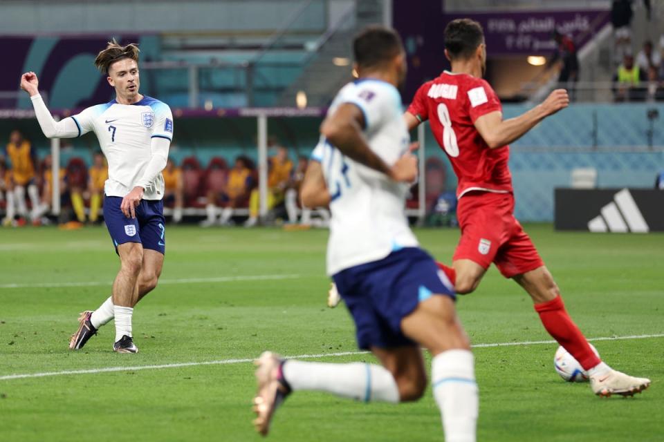 Jack Grealish of England scores their team’s sixth goal (Getty Images)