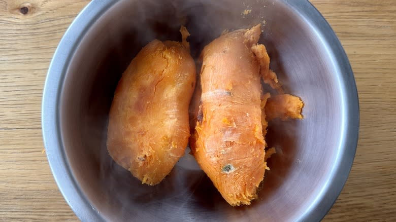 Peeled sweet potatoes