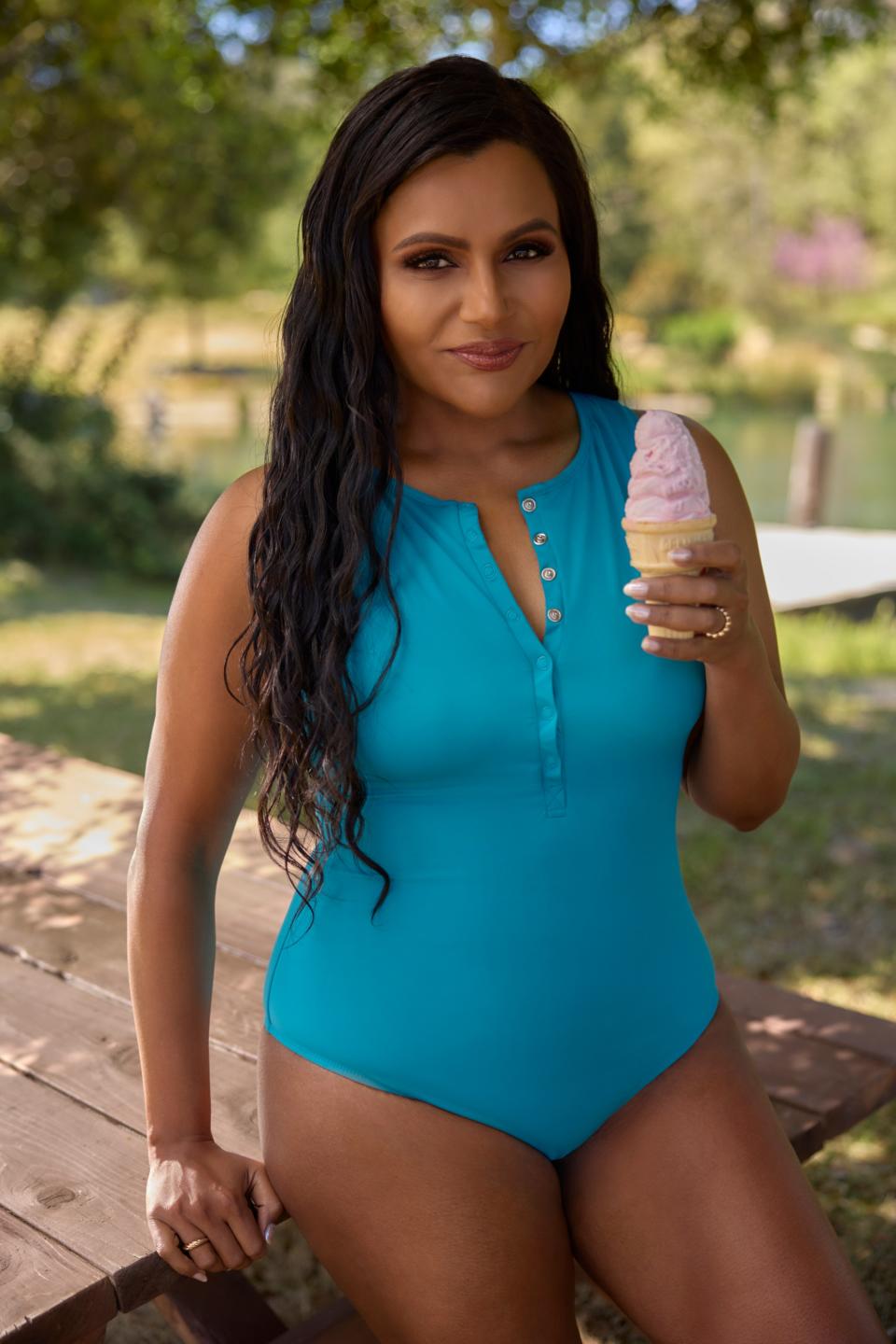 mindy kaling, andie swim, swimsuits, swimwear, bikinis, bathingsuit