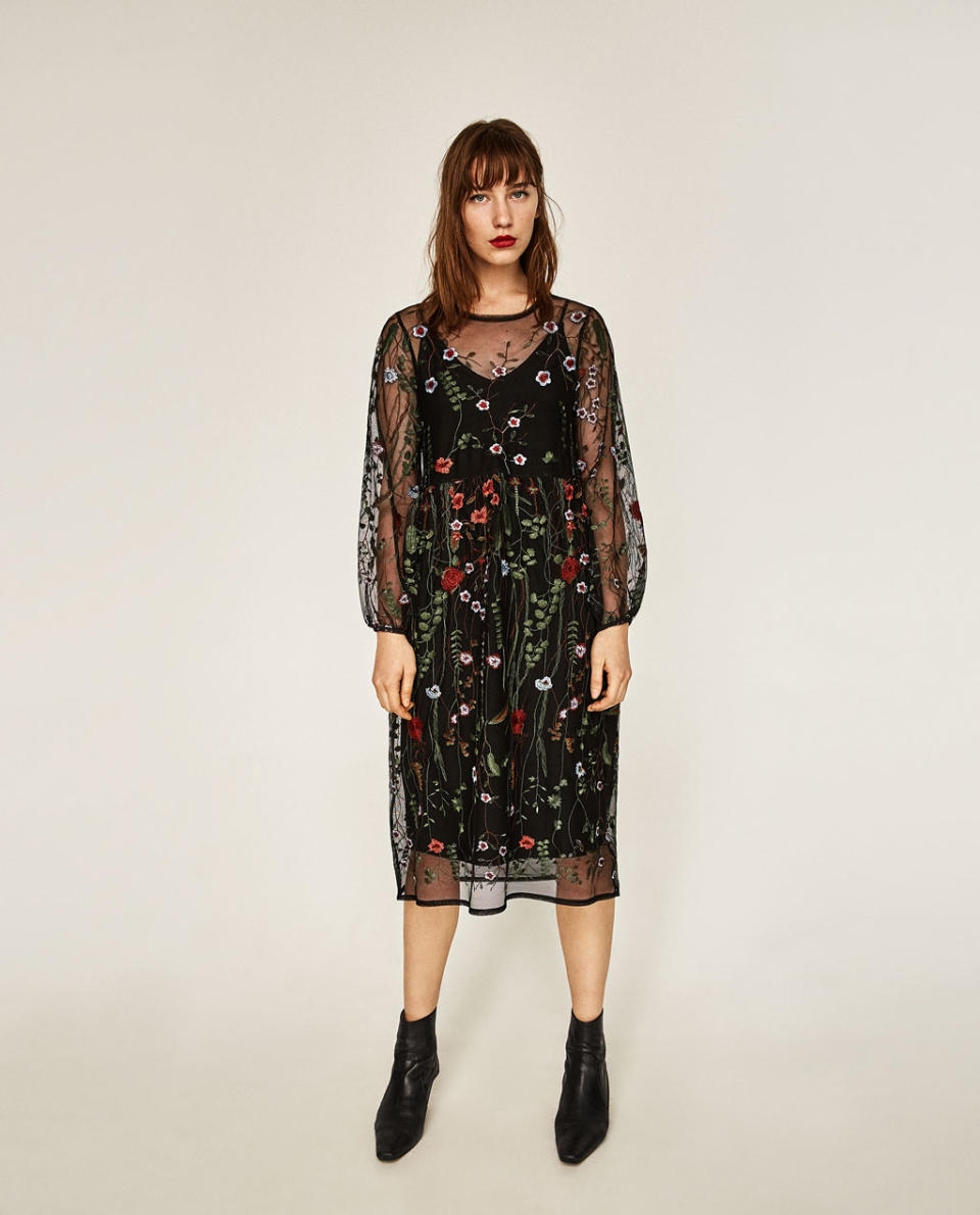 <p><a rel="nofollow noopener" href="http://www.zara.com/us/en/woman/dresses/long-floral-embroidered-dress-c269185p3919048.html" target="_blank" data-ylk="slk:Long Floral Embroidered Dress, $129;elm:context_link;itc:0;sec:content-canvas" class="link ">Long Floral Embroidered Dress, $129</a></p> <ul> <strong>Related Articles</strong> <li><a rel="nofollow noopener" href="http://thezoereport.com/fashion/style-tips/box-of-style-ways-to-wear-cape-trend/?utm_source=yahoo&utm_medium=syndication" target="_blank" data-ylk="slk:The Key Styling Piece Your Wardrobe Needs;elm:context_link;itc:0;sec:content-canvas" class="link ">The Key Styling Piece Your Wardrobe Needs</a></li><li><a rel="nofollow noopener" href="http://thezoereport.com/beauty/makeup/anastasia-beverly-hills-lip-palette/?utm_source=yahoo&utm_medium=syndication" target="_blank" data-ylk="slk:Anastasia Beverly Hills’ Latest Launch Could Be The Next Cult Product;elm:context_link;itc:0;sec:content-canvas" class="link ">Anastasia Beverly Hills’ Latest Launch Could Be The Next Cult Product</a></li><li><a rel="nofollow noopener" href="http://thezoereport.com/fashion/style-tips/winter-layering-outfit-ideas/?utm_source=yahoo&utm_medium=syndication" target="_blank" data-ylk="slk:4 Fashion-Girl Layering Tricks That'll Actually Keep You Warm This Winter;elm:context_link;itc:0;sec:content-canvas" class="link ">4 Fashion-Girl Layering Tricks That'll Actually Keep You Warm This Winter</a></li></ul>