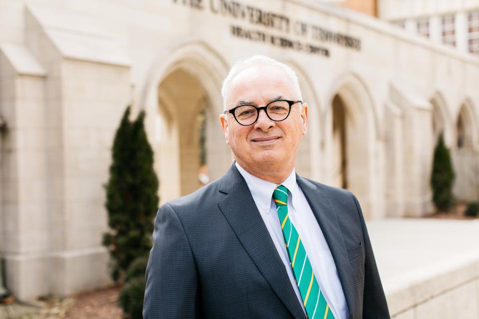 University of Tennessee Health Science Center Chancellor Peter Buckley poses for a photo on campus in Memphis, Tennessee.