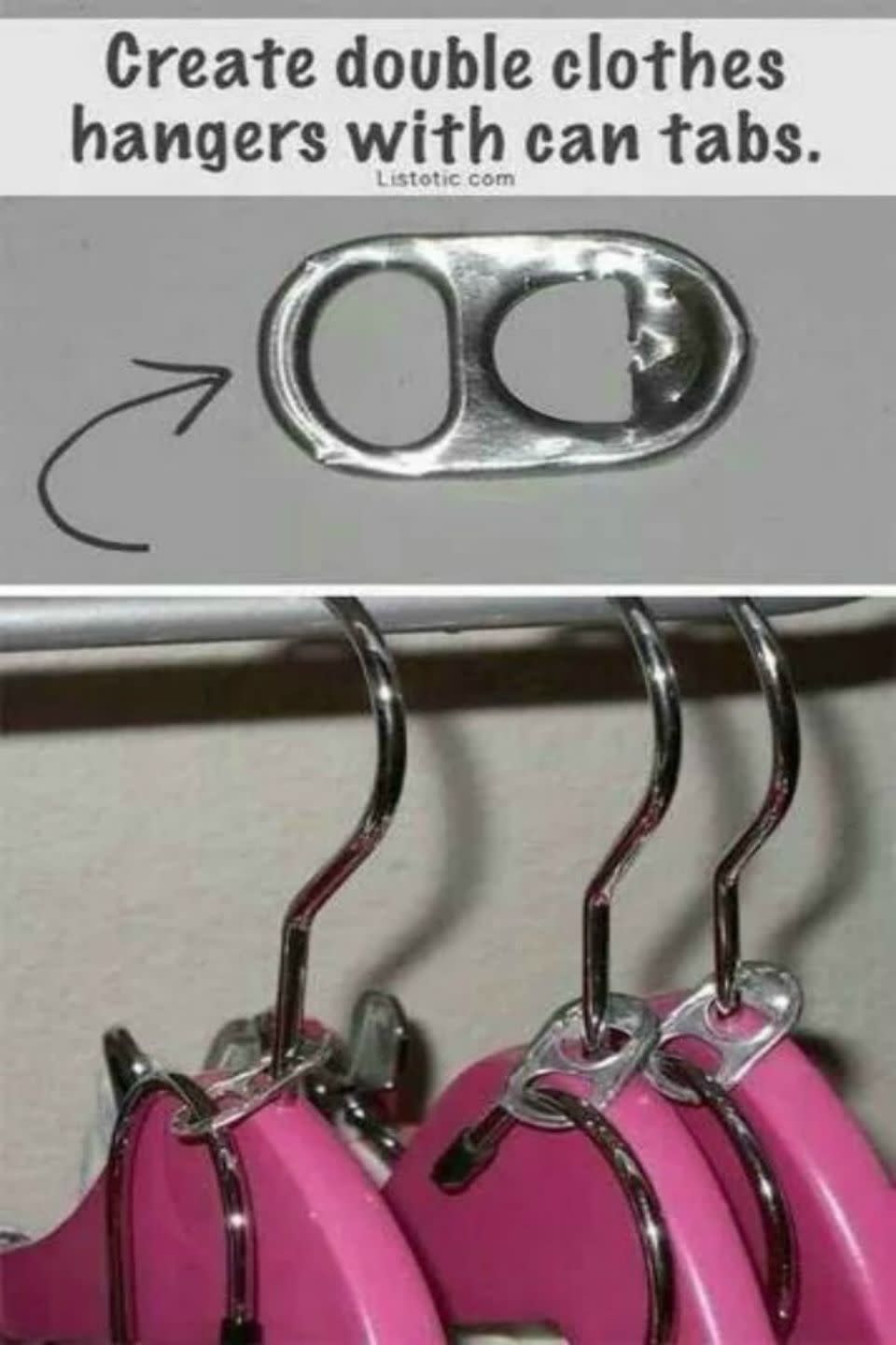 Repurpose can tabs to get the most out of your hangers.