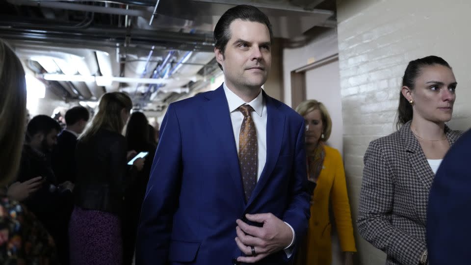 Rep. Matt Gaetz leaves a closed-door House Republican meeting at the US Capitol on October 20, 2023, in Washington, DC. - Drew Angerer/Getty Images