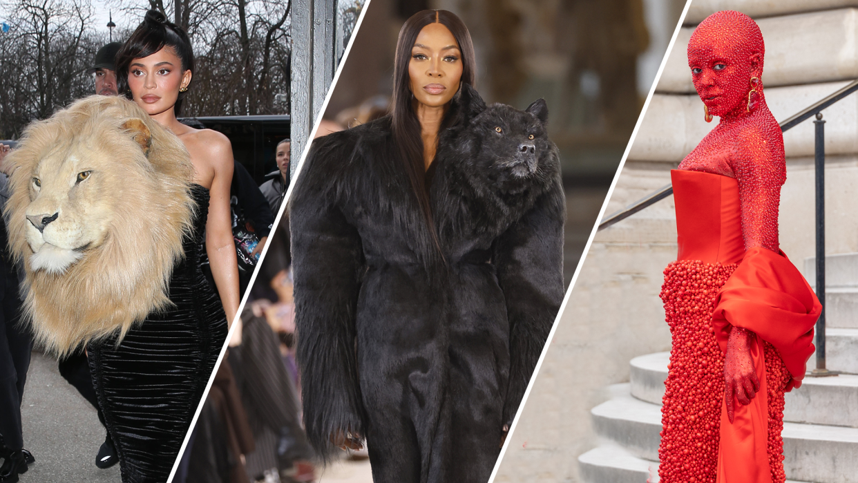 Kylie Jenner, Naomi Campbell and Doja Cat among celebrities drawing attention to Schiaparelli's controversial spring 2023 Haute Couture collection. (Photo: Getty Images)