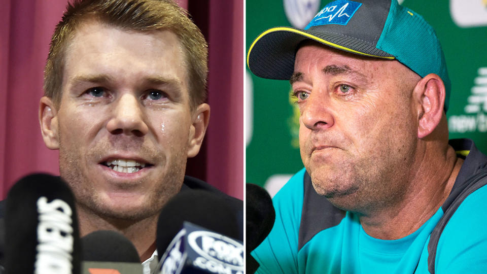 David Warner and Darren Lehmann, pictured here speaking to the media.