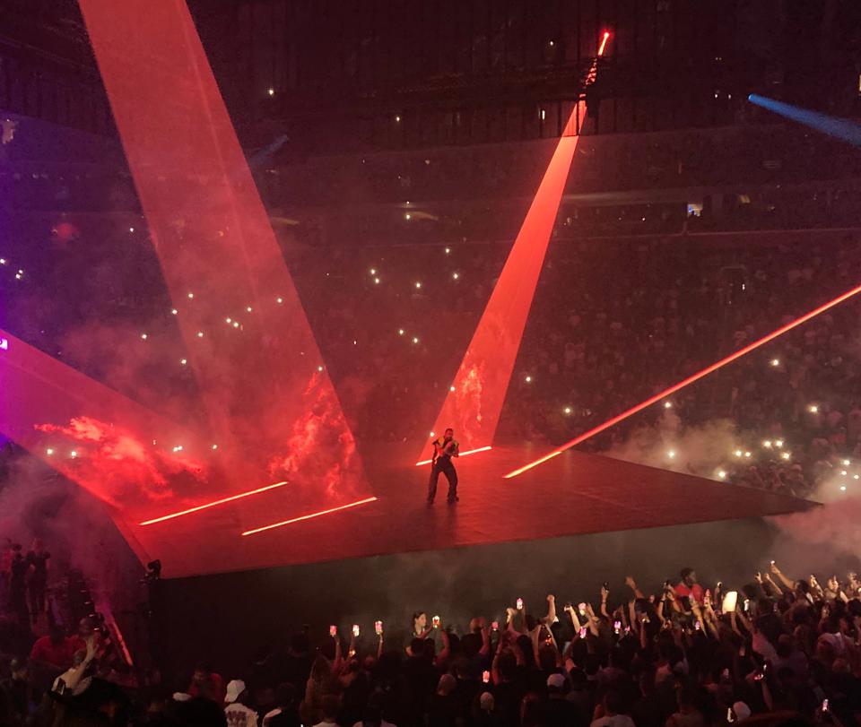 Drake plays Little Caesars Arena in Detroit on July 8, 2023, on his It's All a Blur tour.
