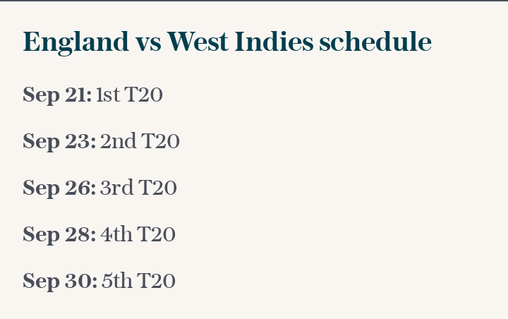 England vs West Indies schedule