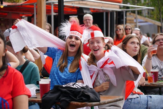 England fans at Piccadilly Gardens, Manchester 