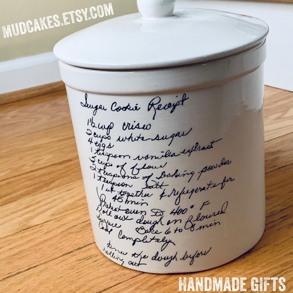 handwritten recipe cookie jar