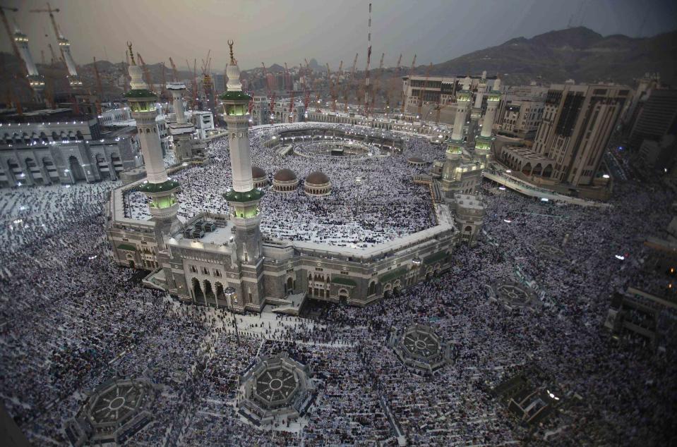 Muslim pilgrims pray at Grand mosque in holy city of Mecca, ahead of annual haj pilgrimage