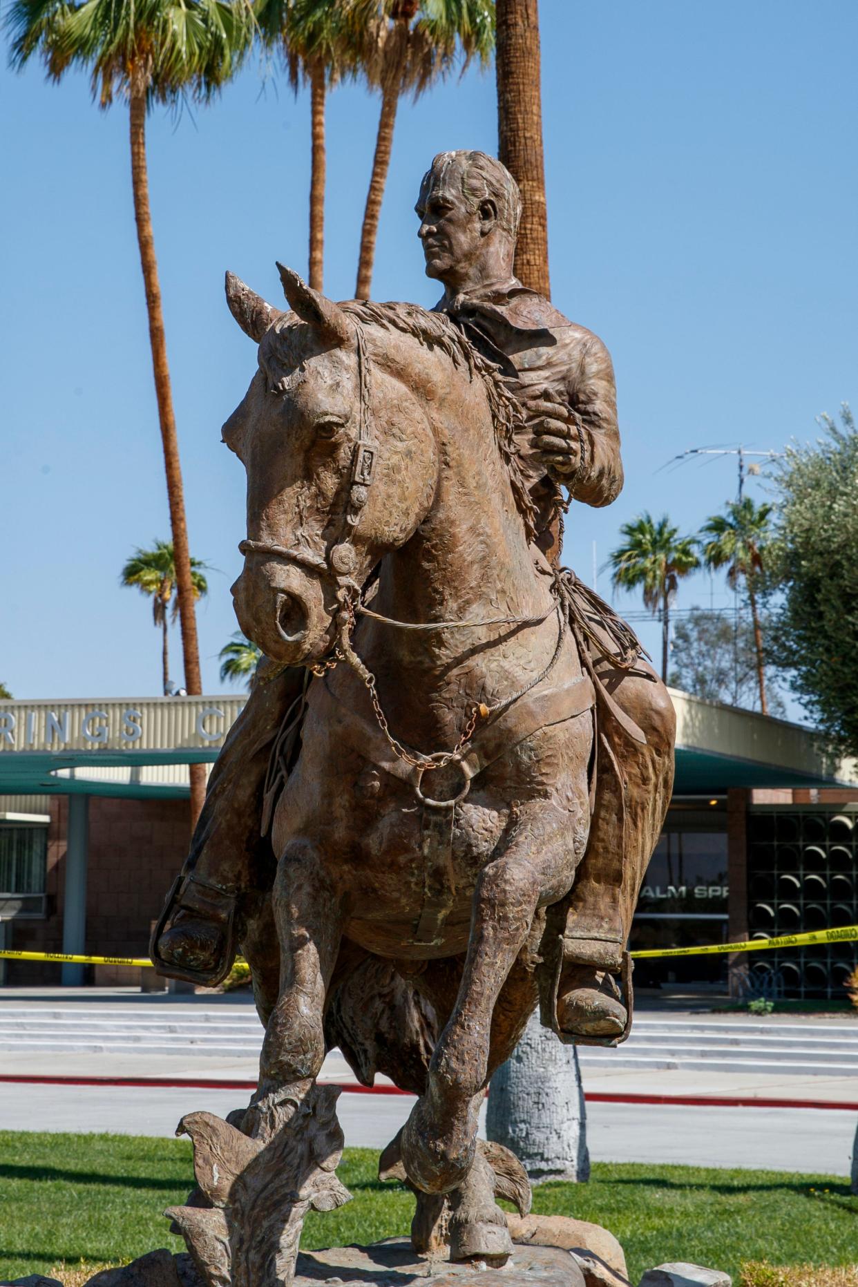 A Riverside County judge temporarily halted the removal of the Frank Bogert statue in front of Palm Springs City Hall on May 18, 2022. 