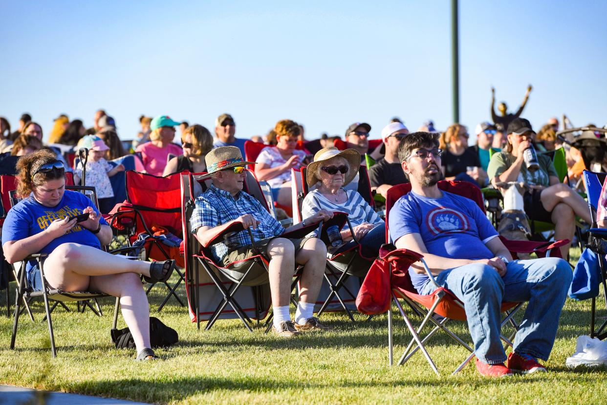 People watch listen to the music as Ranky Tanky performs the first concert of the 2021 Levitt season on Friday, June 11, 2021, at the Levitt Shell in Sioux Falls.