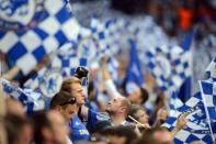 Chelsea fans soak up the atmosphere before the Champions League final against Bayern Munich at the Allianz Arena in Munich on May 19. Chelsea beat Bayern Munich 4-3 on penalties after the game finished 1-1 after extra-time