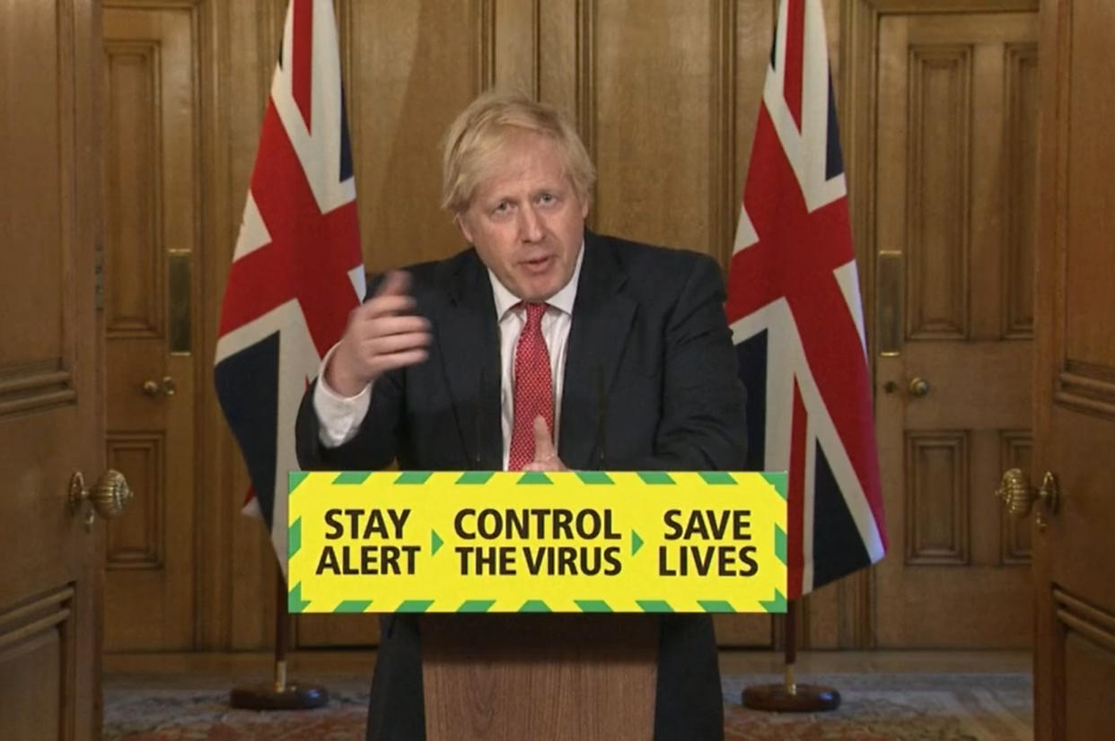 Screen grab of Prime Minister Boris Johnson during a media briefing in Downing Street, London, on coronavirus (COVID-19).