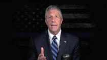 In this image from video, Patrick Lynch speaks from New York City, during the fourth night of the Republican National Convention on Thursday, Aug. 27, 2020. (Courtesy of the Committee on Arrangements for the 2020 Republican National Committee via AP)