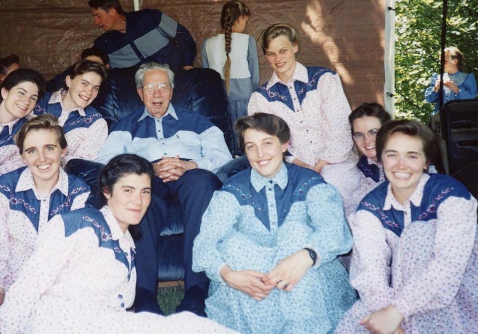 PHOTO: Former FLDS prophet Rulon Jeffs pictured with many young FLDS members.  (Courtesy of Charlene Jeffs  )