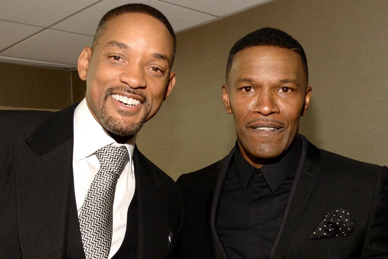 Actors Will Smith (L) and Jamie Foxx attend the 19th Annual Hollywood Film Awards at The Beverly Hilton Hotel on November 1, 2015 in Beverly Hills, California.