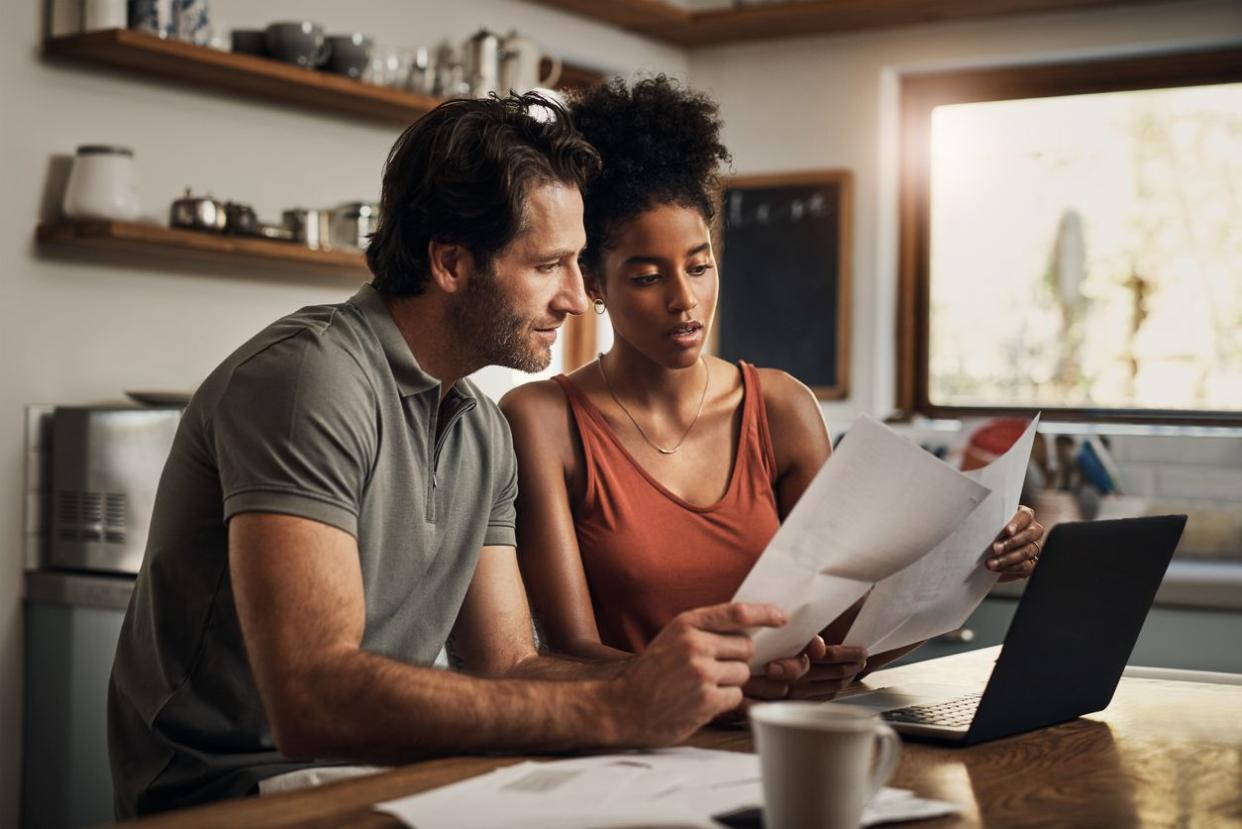 Couple doing taxes