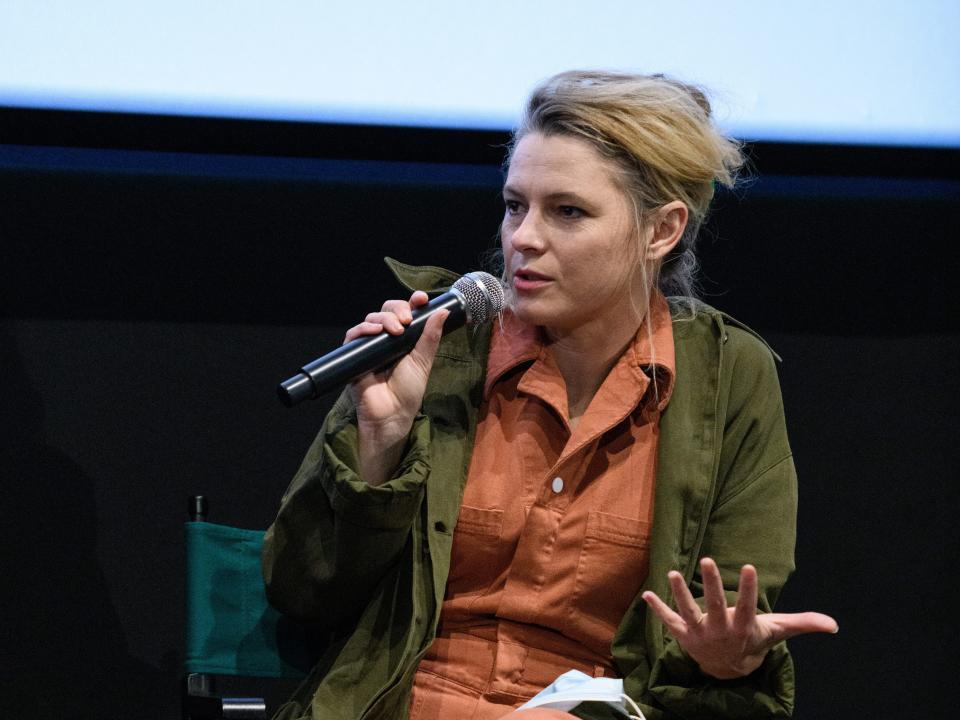 my Seimetz attends the Landmark Westwood's special screening and Q&A of "Strawberry Mansion" at The Landmark Westwood on February 20, 2022 in Los Angeles, California. (Photo by