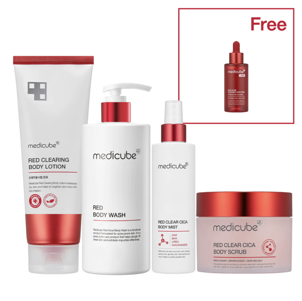 <p>medicube.us</p><p><strong>$91.00</strong></p><p><a href="https://medicube.us/products/red-body-care-set" rel="nofollow noopener" target="_blank" data-ylk="slk:Shop Now" class="link ">Shop Now</a></p><p>This K-beauty brand with a ton of skin treatments has <em>the</em> prime gift set for anyone dealing with redness. <strong>If your skin's currently dealing with ingrown hairs, chicken skin, dark spots, or acne</strong>, this is the luxurious bath set that's *also* gonna target that irritation for ya. It also smells...surprisingly awesome, according to reviews?? </p>