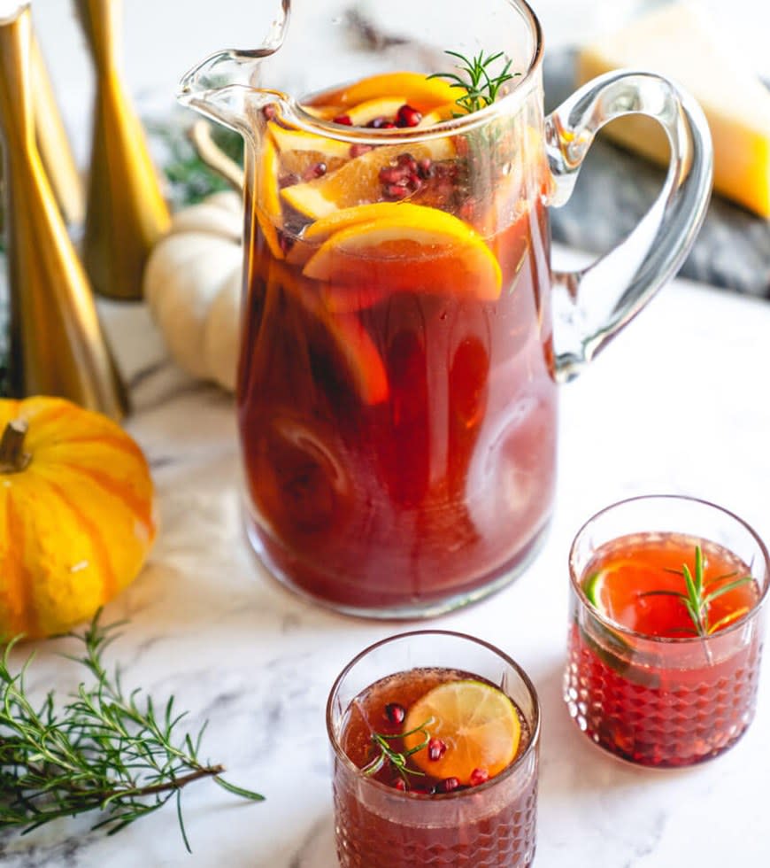 Holiday Pomegranate Iced Tea Punch from A Couple Cooks