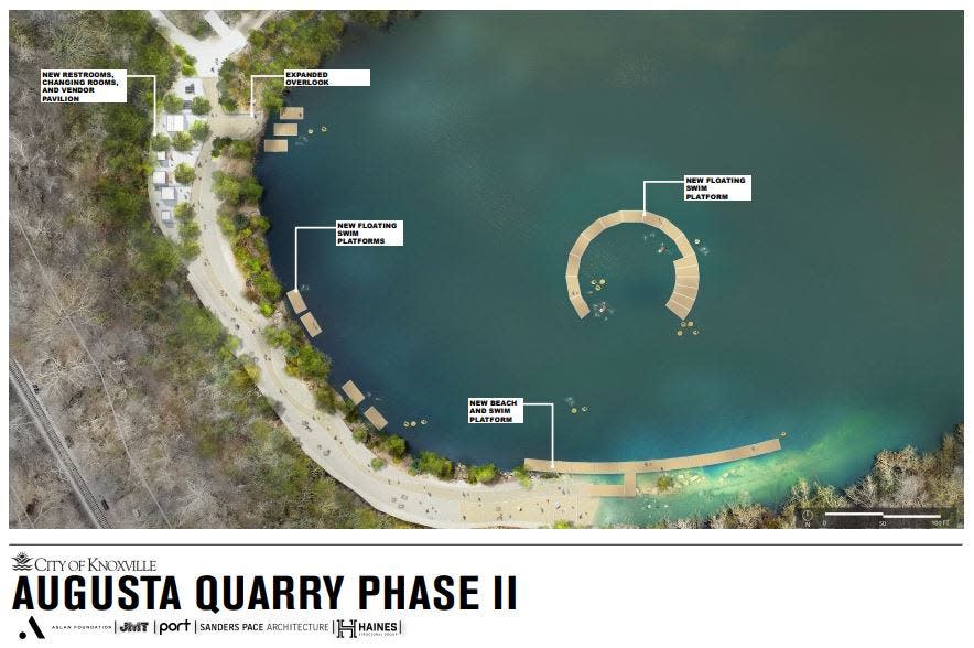 Augusta Quarry at Fort Dickerson Park will soon have restrooms, swimming docks and other amenities. The construction is expected to wrap up by summer 2024.