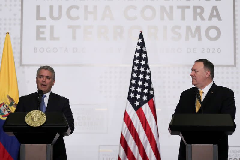 U.S. Secretary of State Pompeo and Colombia's President Ivan Duque attend an anti-terrorism meeting in Colombia