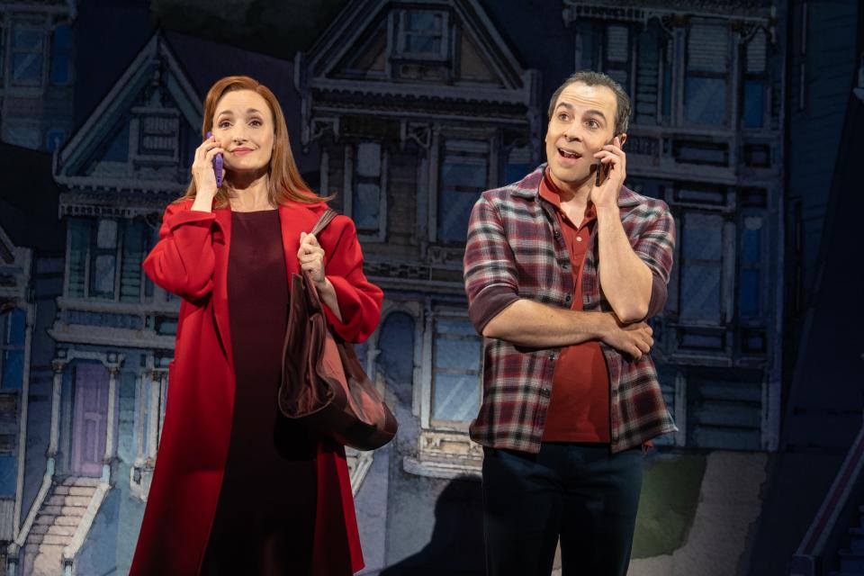 Real-life spouses Maggie Lakis and Rob McClure star as estranged couple Miranda and Daniel Hillard in the touring production of the musical "Mrs. Doubtfire."