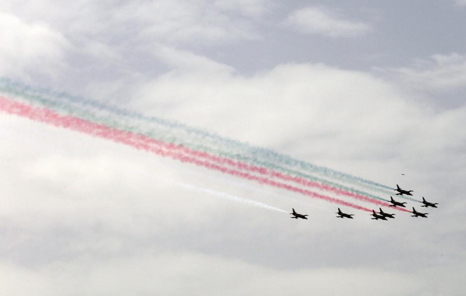 Air Force formations mark the 60th anniversary of Algerian Independence in Algiers on July 5, 2022.
