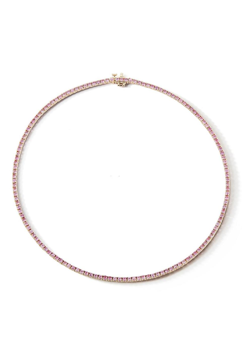 5) Pink Sapphire Tennis Necklace