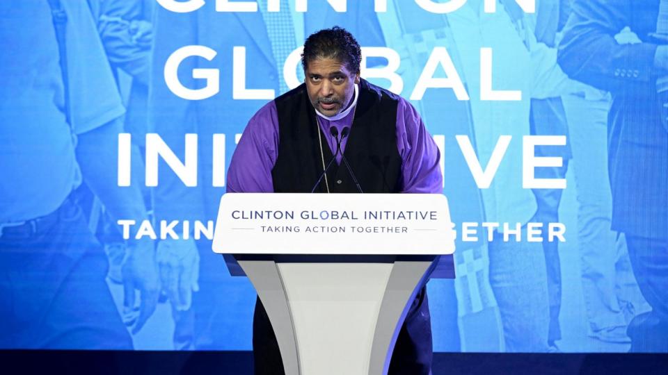 PHOTO: Bishop William J. Barber III speaks onstage during the Clinton Global Initiative September 2023 Meeting at New York Hilton Midtown, Sept. 19, 2023, in New York.160 / 600 (Noam Galai/Getty Images for Clinton Global Initiative, FILE)