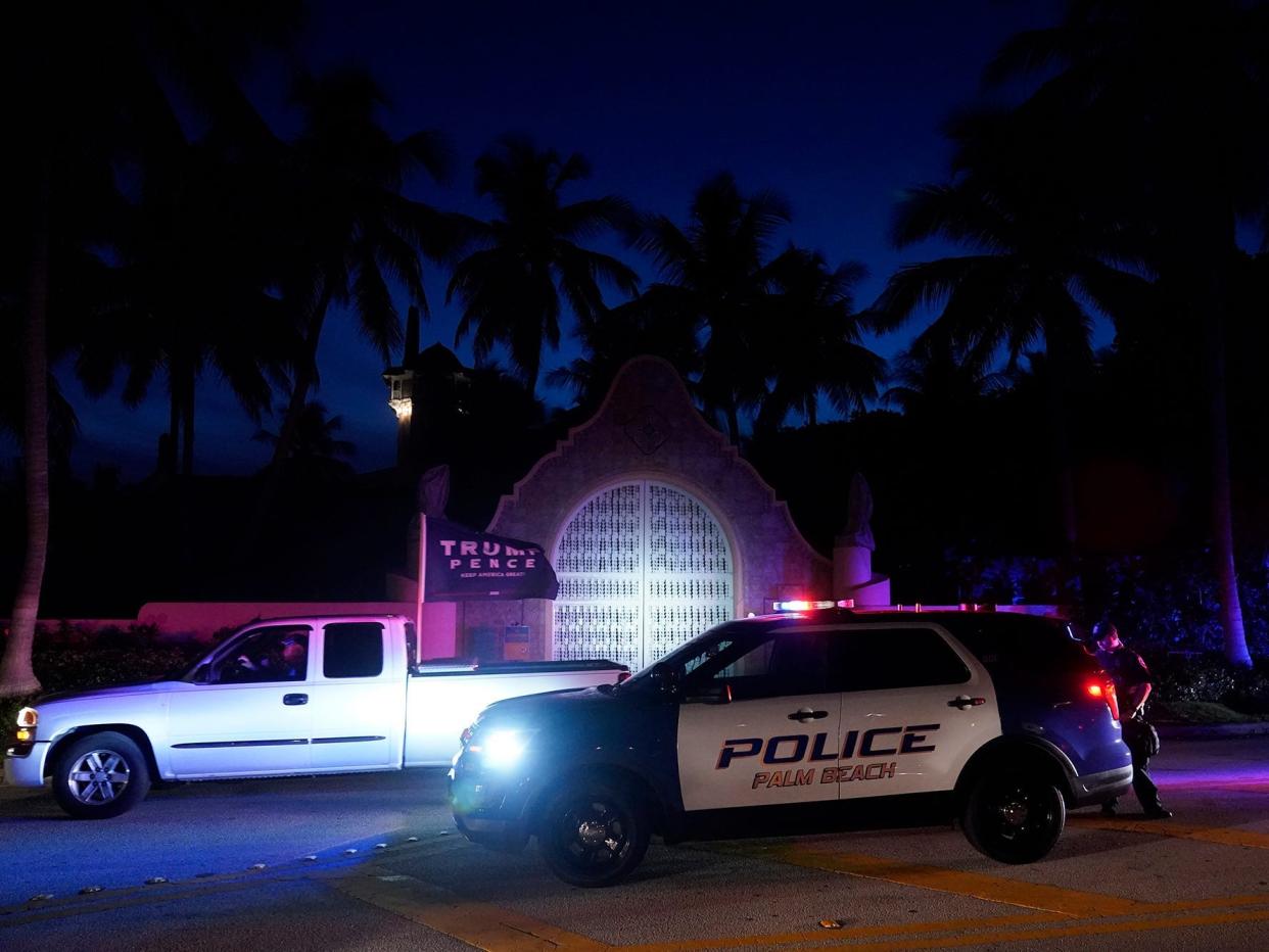 Police presence outside Donald Trump's Mar-a-Lago estate on August 8, 2022, in Palm Beach, Florida.